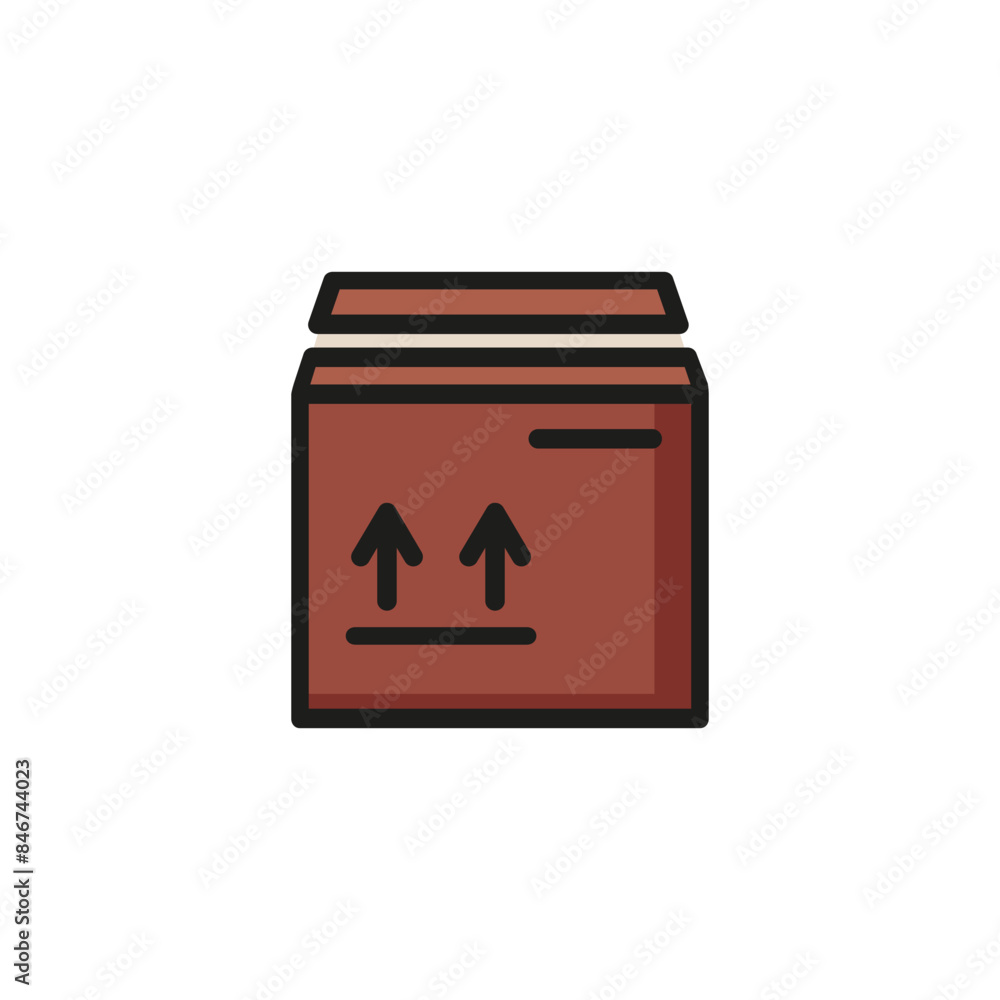 Poster open box with two arrows up line icon. fragile, symbol, parcel. delivery concept. can be used for to