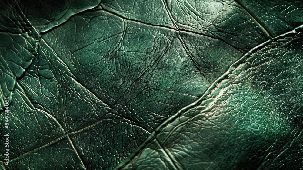 Wall mural green leather texture background