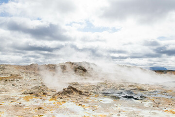 Iceland Akureyri landcape of the sulfur fields, Hverir geothermal area
