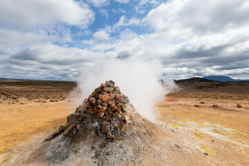 Iceland Akureyri landcape of the sulfur fields, Hverir geothermal area