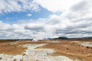 Iceland Akureyri landcape of the sulfur fields, Hverir geothermal area