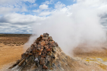 Iceland Akureyri landcape of the sulfur fields, Hverir geothermal area