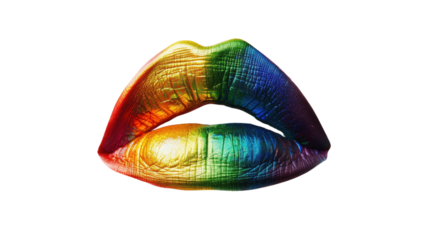 Lips in rainbow colors on a transparent background