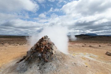 Iceland Akureyri landcape of the sulfur fields, Hverir geothermal area
