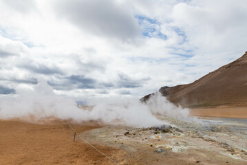 Iceland Akureyri landcape of the sulfur fields, Hverir geothermal area