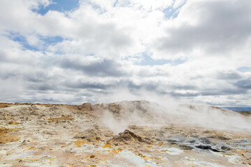 Iceland Akureyri landcape of the sulfur fields, Hverir geothermal area