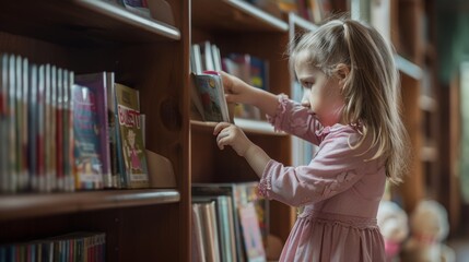 The girl selecting a book