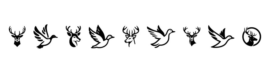 Silhouette duck flaying.eps