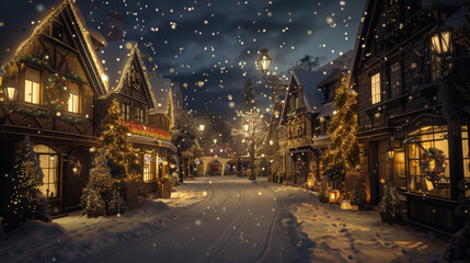 Christmas Village at Night 