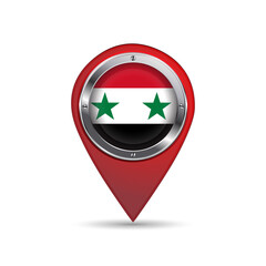 3D pin icon with Syria flag inside vector image