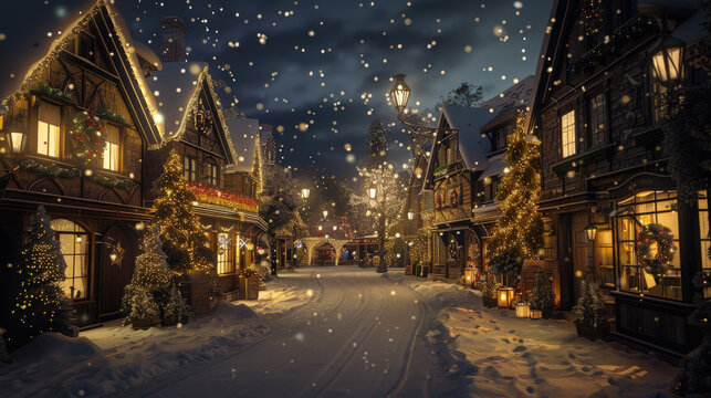 Christmas Village at Night 