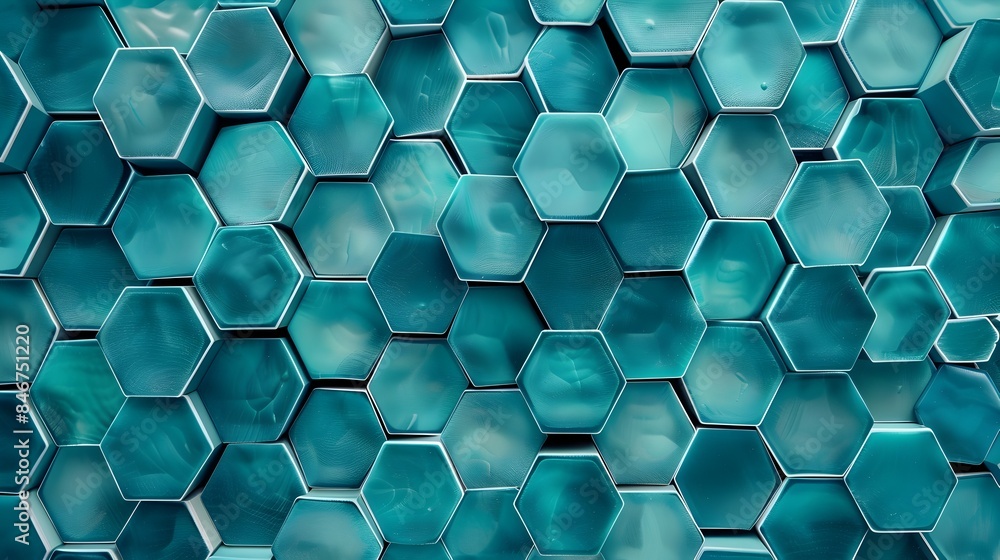 Poster mesmerizing teal hexagonal geometric abstract art textured background