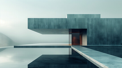 Obraz premium Striking Desktop Wallpaper Featuring Minimalistic Abstract Architecture Concept with Clean Lines and Simple Geometric Shapes in a Monochromatic Color Palette