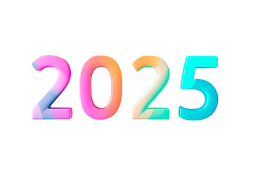 3D colorful 2025 numbers in pastel colors