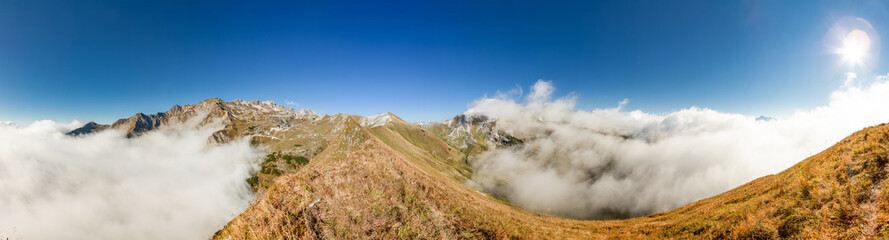 panorama of the mountains wiht view of Nebelhorn in Allgäu - Bavaria - Germany