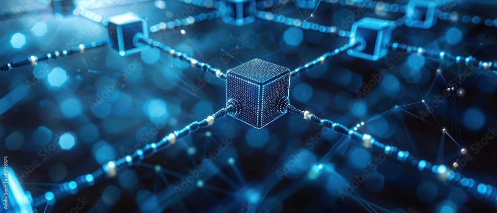 Aufkleber abstract visualization of blockchain technology and cryptocurrency network. digital representation w