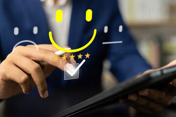Customer service survey,User give rating of best excellent service rating experience on online...