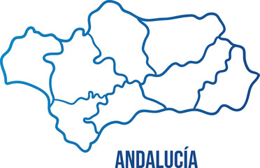 Andalucia autonomous community abstract vector map with provinces. Soft edges simplified shape