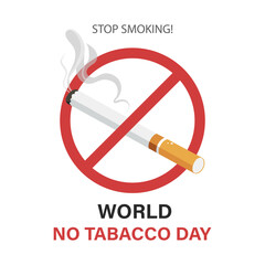 World No Tobacco Day, no smoke banned smoking, design for social media banner, poster. Stop smoking, no smoking forbidden sign. 