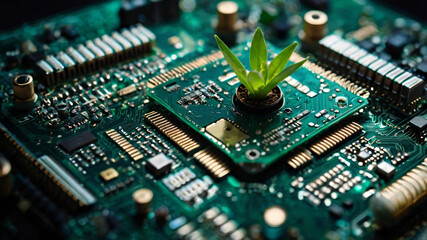 Obraz premium Trees are growing on electronic circuit board