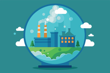 contrast between renewable energy and environmental protection on one side and industrialization and its impact on nature on the other.