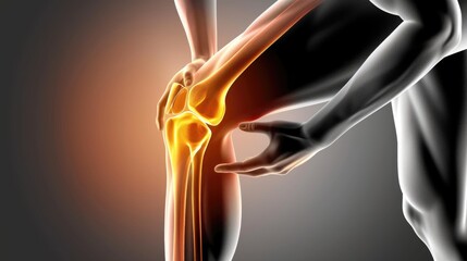 Elderly man with knee pain using cane on a park path, showing struggle in movement, side view, highlighting knee pain impact, advanced tone, Complementary Color Scheme