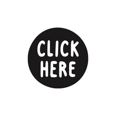 doodle click here button hand drawn vector illustration template design