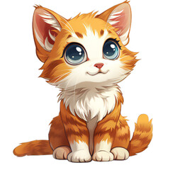 cute cartoon cat, playful pose, soft pastel colors, white background, adorable and friendly, transparent background