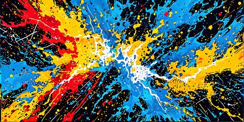 abstract pop art illustration of thunderbolt streaks of vivid colors