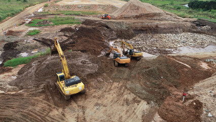 excavators on work