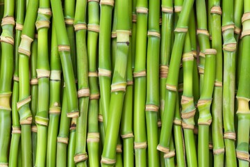 Fototapeta premium Detailed view of lush green bamboo stalks highlighting their exquisite natural texture and beauty