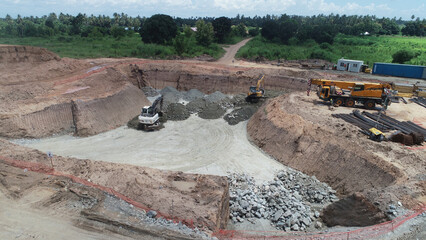 excavator on the road