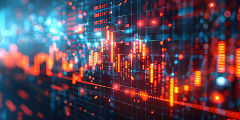 Fototapeta premium 3D Digital background with graph for graphics, data, AI, tech ....