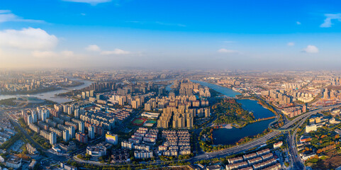 Urban Panoramic Aerial Photography of Scenery in Ningbo, China