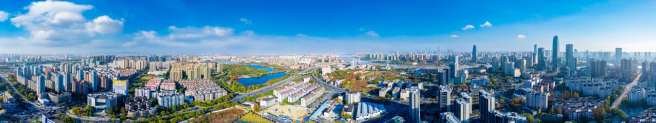 Obraz premium Urban Panoramic Aerial Photography of Scenery in Ningbo, China