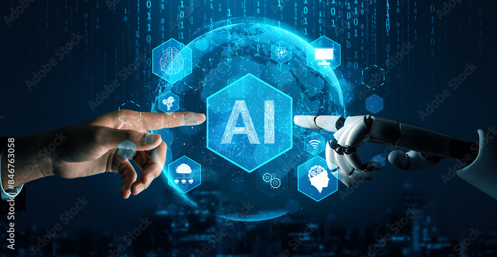 Aufkleber mlp 3d rendering futuristic robot technology development, artificial intelligence ai, and machine le