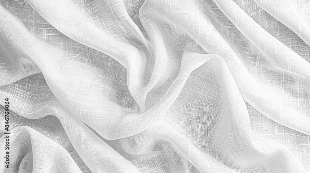 Poster an elegant, flowing white fabric with delicate textures and subtle patterns, perfect for backgrounds