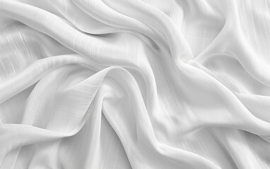 Fototapeta premium Close-up of soft, flowing white fabric with delicate folds and gentle texture, offering a sense of purity, elegance, and subtlety in design.