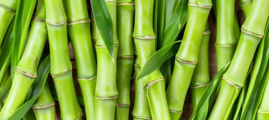 Fototapeta premium Detailed view of luxuriant green bamboo stalks emphasizing textural beauty and natural elegance