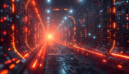 Obraz premium Cybersecurity Sentinel, digital fortress protected by AI-powered sentinels,