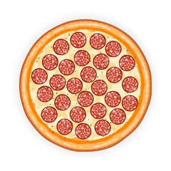 Isolated on white background pepperoni pizza
