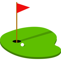 Golf Hole With Flag