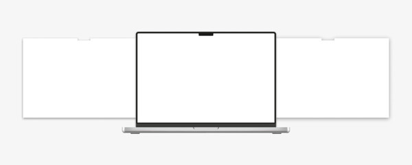 Realistic laptop with multiple slide screens