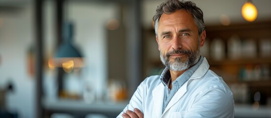 Obraz premium Pharmacist in White Coat with Arms Crossed