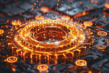 Gears dripping with oil. Low poly style design Geometric background. Modern graphics.