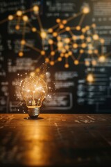 Scientific thought  glowing lamp in physical and mathematical formulas, science education backdrop