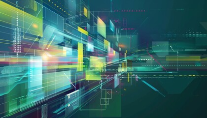 abstract geometric shapes or digital interfaces to symbolize technology and efficiency. Utilize a modern color scheme with shades of blue, green, or gray to evoke trust and reliability