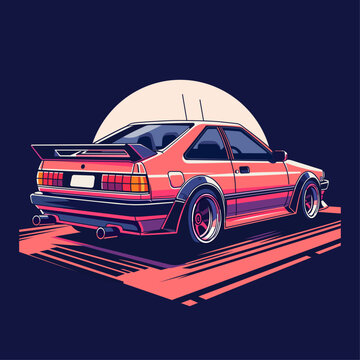 Jdm classic car hachiroku 86 vector illustration