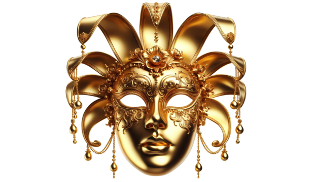 Golden mask transparant background,png ai generative