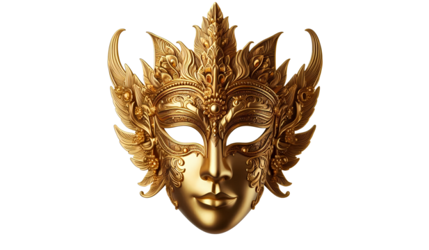 Golden mask transparant background,png ai generative